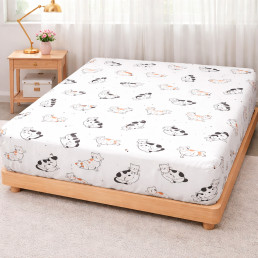 Простирадло на гумці ранфорс 160х200+25см Веселі котики Love You