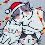 Плед фліс велсофт Новорічні котики 150x200 см Love You