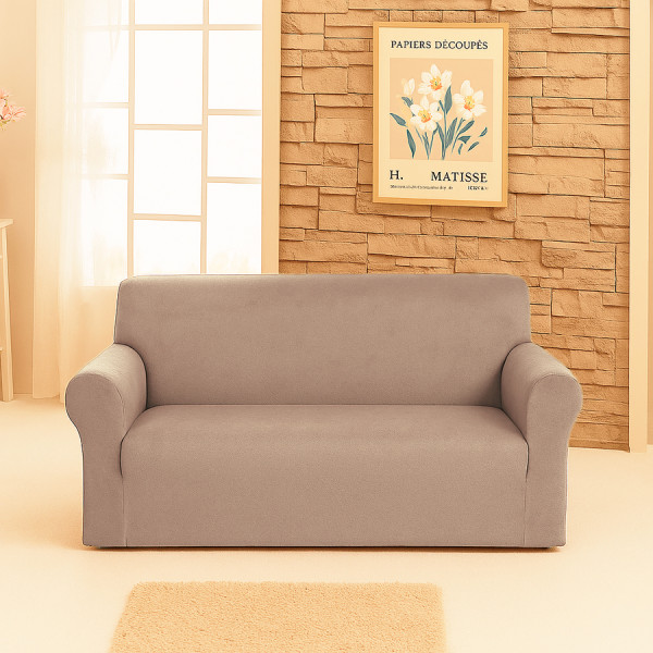 Чохол на диван 2-місний Велюр капучино Love You