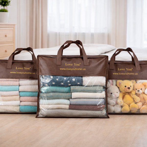 Набір сумок-органайзерів для зберігання речей 3 шт. - 49х41х12,5 см Love You