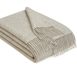 Плед тревел 100% вовна бежевий 140×200 см з ременем Love You