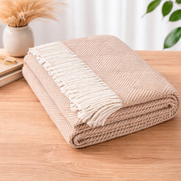 Плед бавовняний Паркет бежевий Love You