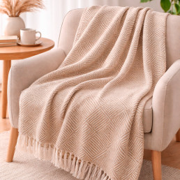 Плед бавовняний Паркет бежевий Love You