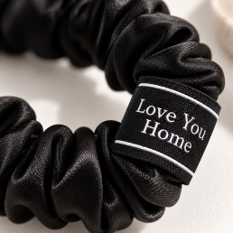 Шёлковая резинка для волос Love You Home, 100% натуральный шёлк, чёрная