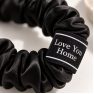 Шёлковая резинка для волос Love You Home, 100% натуральный шёлк, чёрная