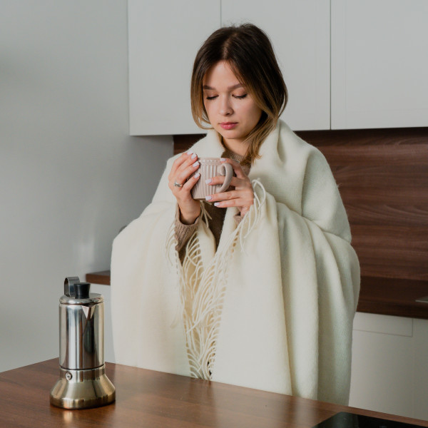 Плед з екологічної вовни білий Love You