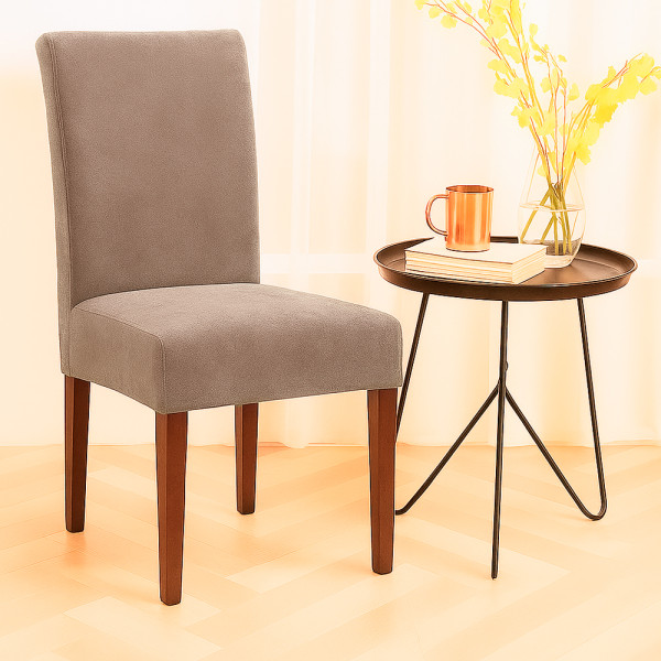 Чохол на стілець універсальний велюровий капучино Love You