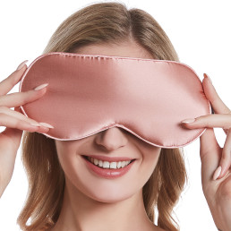 Шовковий набір Маска для сну, беруші та косметичка Love You Темно рожевий 100% шовк