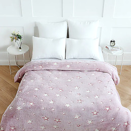 Плед фліс, що світиться в темряві Рожеві зірочки  Love You