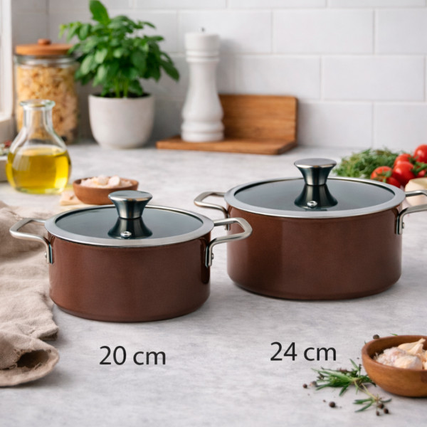 Каструля антипригарна V NATURE з кришкою VITRINOR 24 см 4.8 л