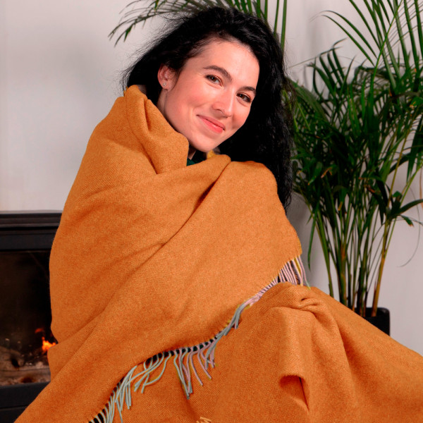 Плед Love You 100% вовна Гірчиця 140х200 см