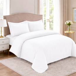 Постільна білизна Євро мікрофібра Страйп біла LoveYouHome