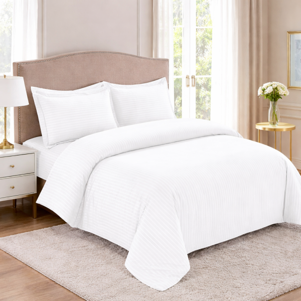 Постільна білизна мікрофібра страйп Євро біла LoveYouHome