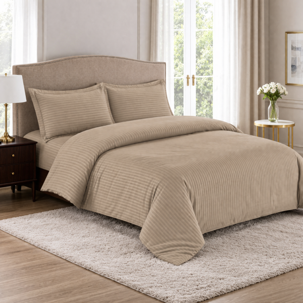 Постільна білизна мікрофібра страйп Євро капучино LoveYouHome