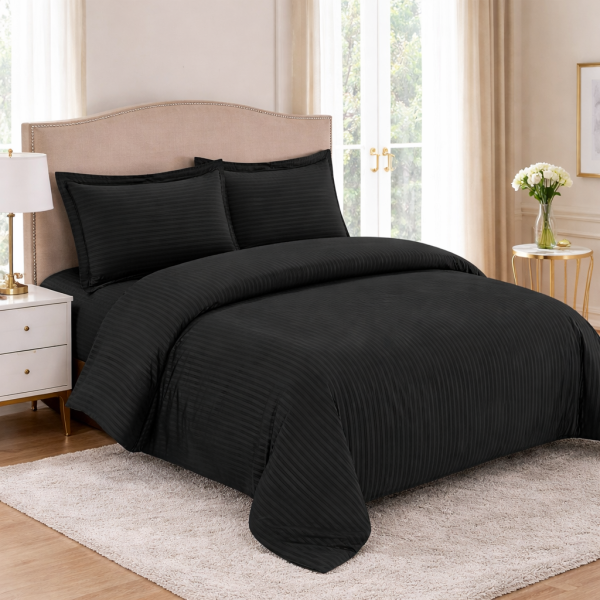 Постільна білизна Євро мікрофібра Страйп графітова LoveYouHome