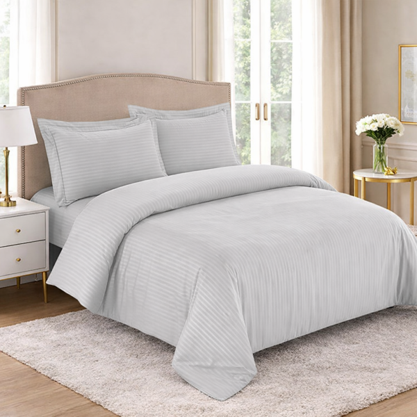 Постільна білизна мікрофібра страйп Євро світло-сіра LoveYouHome