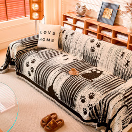 Накидка-покривало на диван 180х220 Коти та лапки Айворі двостороння MP10 Love You