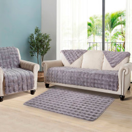 Уценка !!! Накидка для м'яких меблів 1шт 90x210 см хутряна сіра Love You