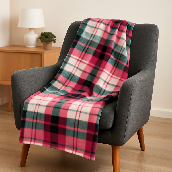 Плед тревел легкий флісовий Тепла класика 150x200 см з ременем Love You