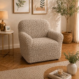 Еластичний чохол на крісло 3D Жатка бежевий Love You Italy