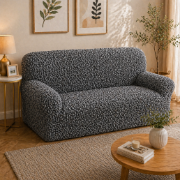 Еластичний чохол на 2-місний диван 3D Жатка сірий Love You Italy