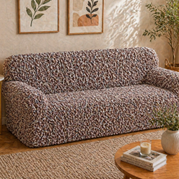 Еластичний чохол на 2-місний диван 3D Жатка мокко-бежевий Love You Italy