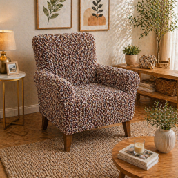 Еластичний чохол на крісло 3D Жатка мокко-бежевий Love You Italy