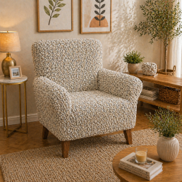 Еластичний чохол на крісло 3D Жатка кремовий Love You Italy