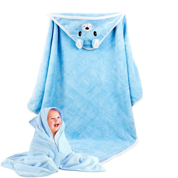 Детское полотенце-уголок с вышивкой голубой 80х80 см HomeBrand
