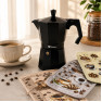 Набор «Кофейное утро»: гейзерная кофеварка VITRINOR BLACK + 3 кухонных полотенца HomeBrand