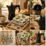 Набор «Кофейное утро»: гейзерная кофеварка VITRINOR BLACK + 3 кухонных полотенца HomeBrand