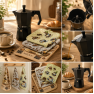 Набір «Кавовий ранок»: гейзерна кавоварка VITRINOR BLACK + 3 кухонні рушники HomeBrand