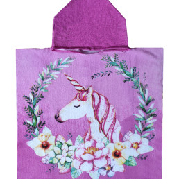 Дитячий банний рушник з капюшоном Єдиноріг у квітковому колі HomeBrand