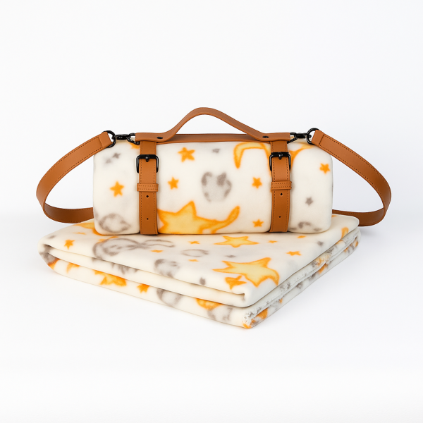 Плед тревел легкий флісовий Місячна казка 150x200 см з ременем Love You