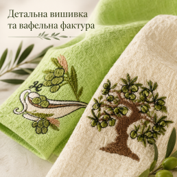 Набір вафельних рушників 2 шт 40x60 см Олива білий/салат LoveYouHome