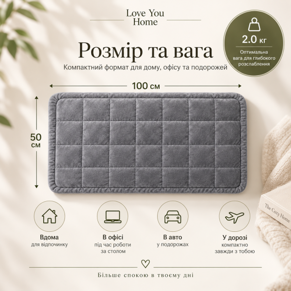 Обтяжений плед на коліна 50×100 см 2кг