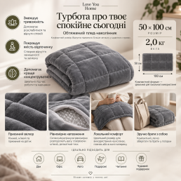 Обтяжений плед на коліна 50×100 см 2кг