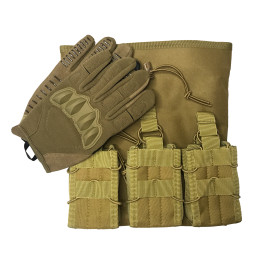 Комплект сумок для магазинів AK/AR та рукавички тактичні повнопалі із захистом UAD