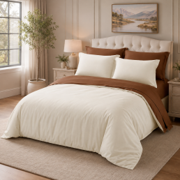 Комплект постельного белья Love You, Евро 200×220, сатин 300TC, коричневый/тауп