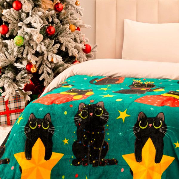 Плед фліс Зірки і котики 150x200 см Love You