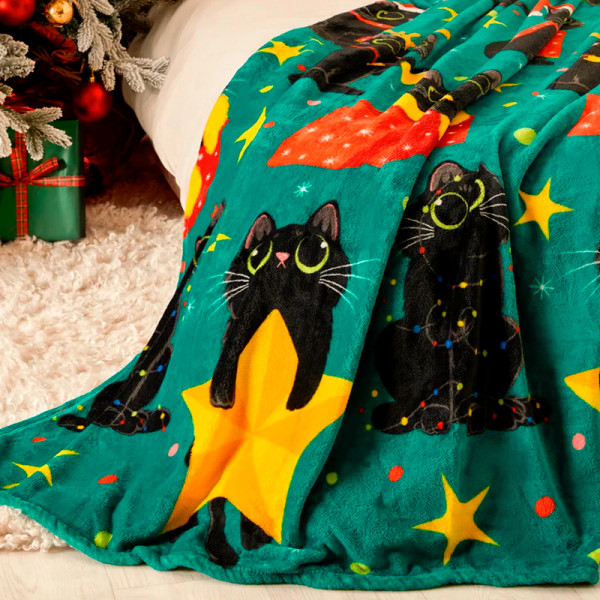 Плед фліс Зірки і котики 150x200 см Love You