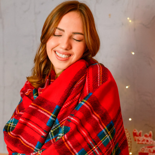 Плед фліс Класична клітинка 150x200 см Love You