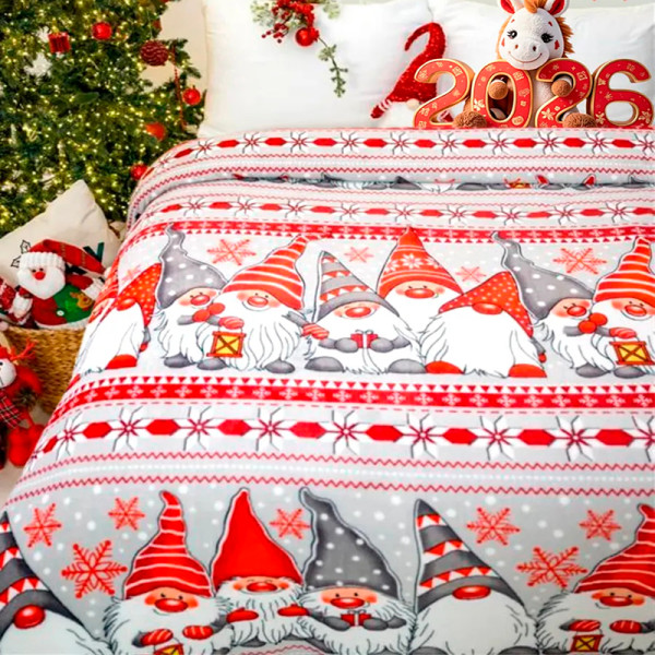 Плед фліс Новорічні гномики 150x200 см Love You