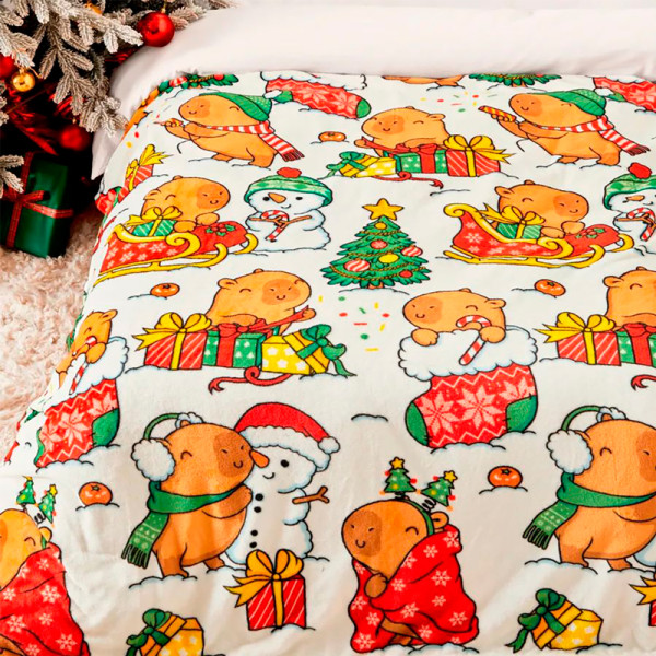 Плед фліс Капібарки і сніговики 150x200 см Love You