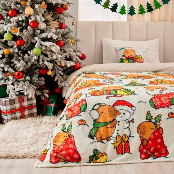 Плед фліс Капібарки і сніговики 150x200 см Love You
