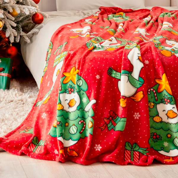 Плед фліс Новорічні гусенята 150x200 см Love You