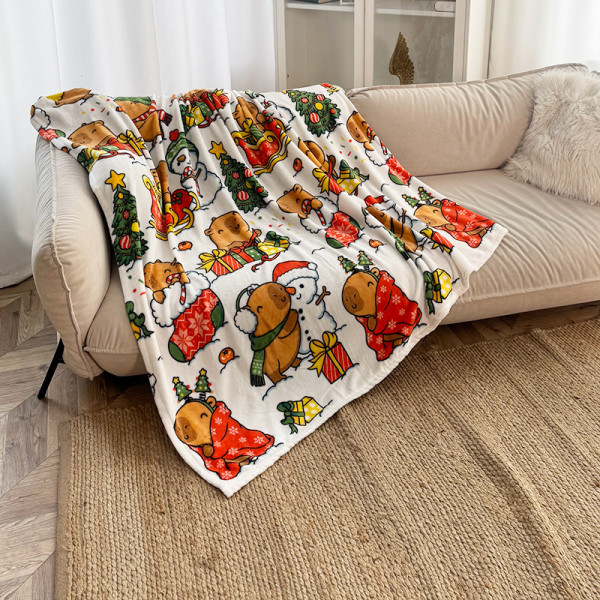 Плед фліс Капібарки і сніговики 150x200 см Love You