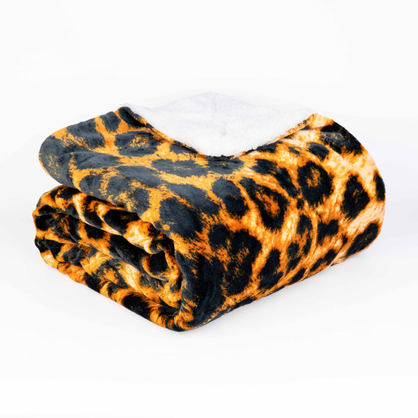 Плед флісовий Sherpa Дикий Леопард двосторонній Love You