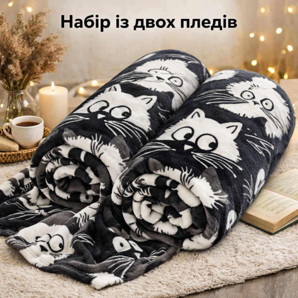 Набір із двох пледів фліс Нічні вартові 150x200 см Love You