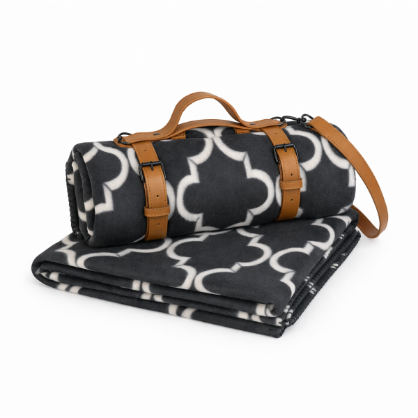 Плед тревел легкий флісовий Модерн 150x200 см з ременем Love You